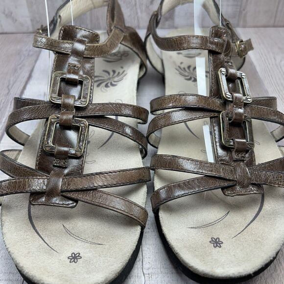 Abeo Biosystem Women's Strappy Sandal Leather Ankle Strap Buckle Brown Size 10 - Picture 11 of 15